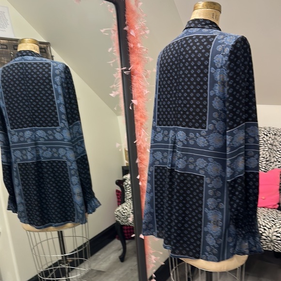 Free People blue floral boho tunic dress long sleeve size XS - Picture 3 of 16